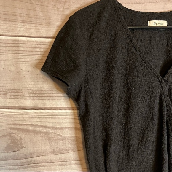 Madewell Texture and Thread Wrap Tie Top in Black - Picture 4 of 9